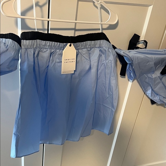 English Factory Light Blue Off-Shoulder Blouse - Picture 1 of 5